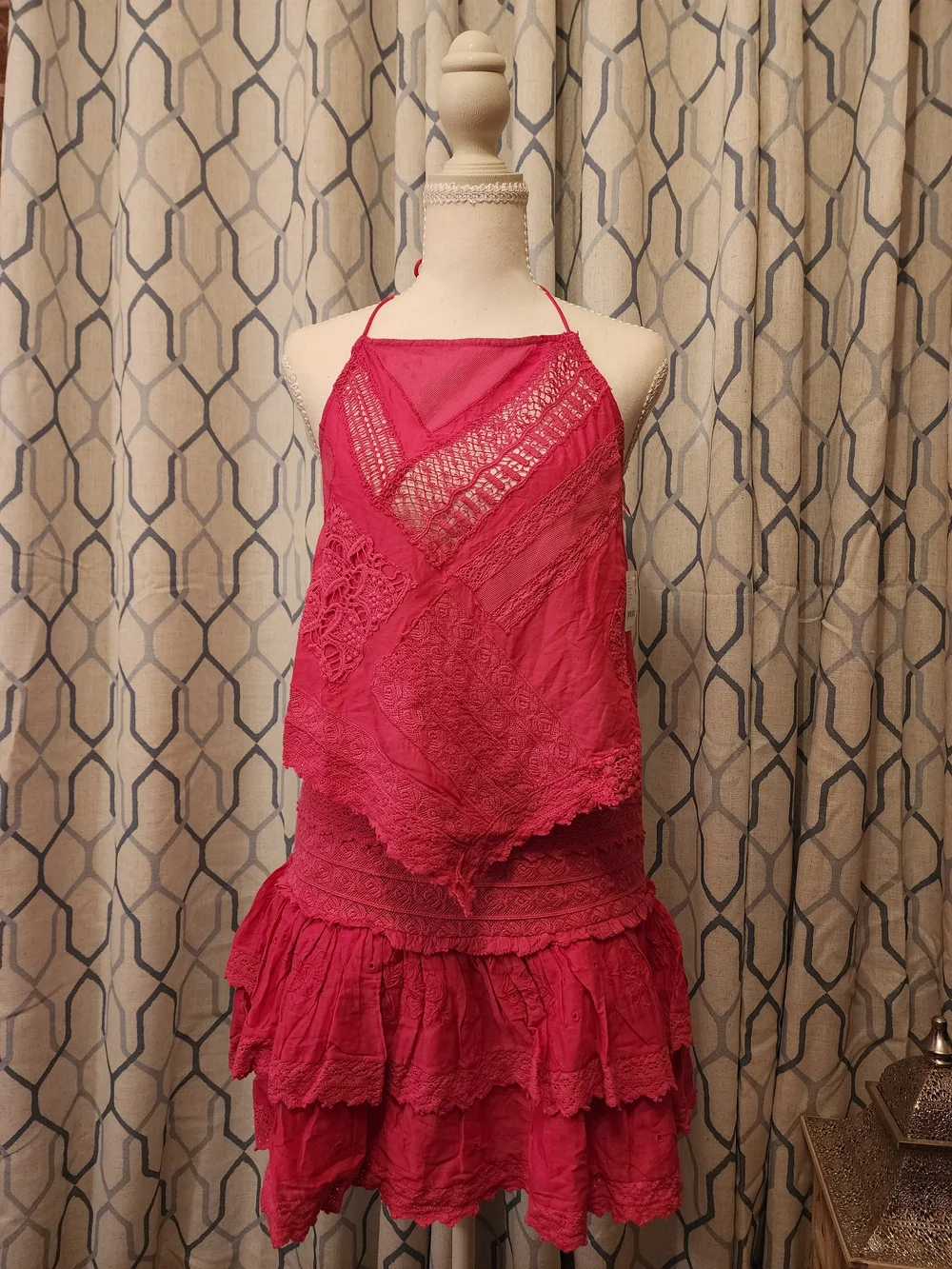 NWT Free People Eleanora Skirt Set Magentiful Pink Large